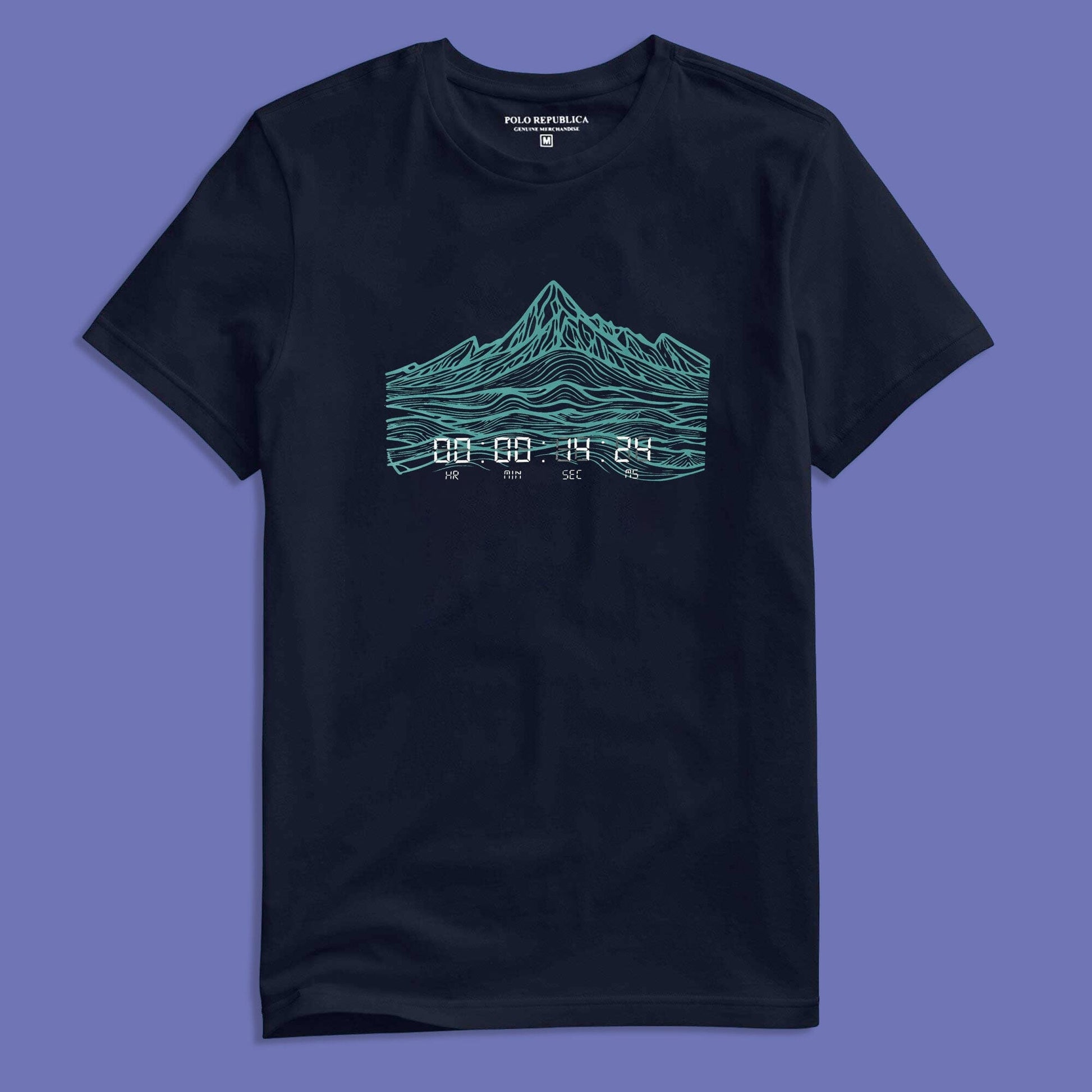 Polo Republica Men's Mountains Clock Printed Short Sleeve Tee Shirt Men's Tee Shirt Polo Republica 