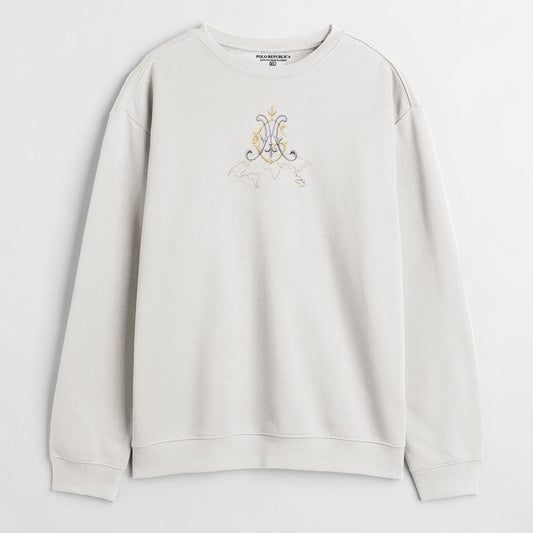 Polo Republica Men's Crown World Embroidered Fleece Sweat Shirt Men's Sweat Shirt Polo Republica Off White S 