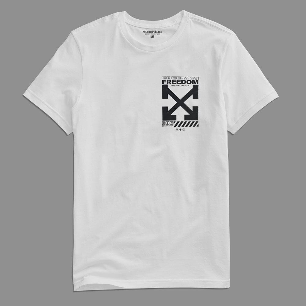 Polo Republica Men's Freedom Printed Crew Neck Tee Shirt Men's Tee Shirt Polo Republica Off White S 